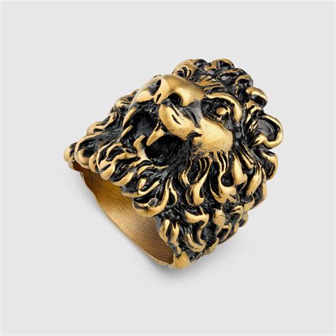 gucci lion head ring black|gucci heart and cross ring.